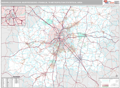 Nashville-Davidson-Murfreesboro-Franklin Metro Area Digital Map Premium Style